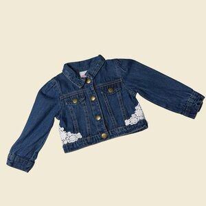 Little Lass Blue Jean Jacket with White Lace